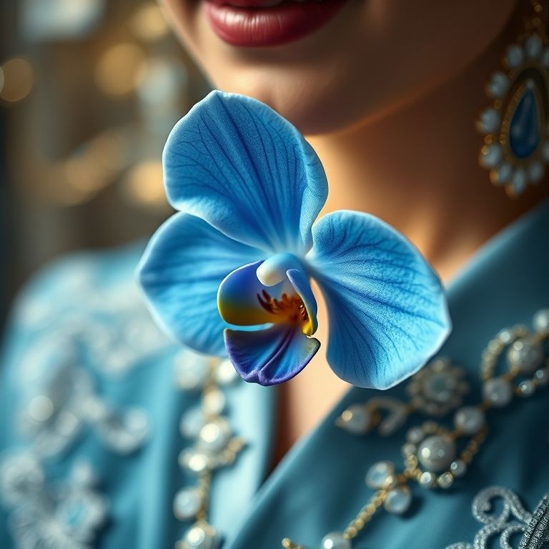 Broche de orquídea azul rara.