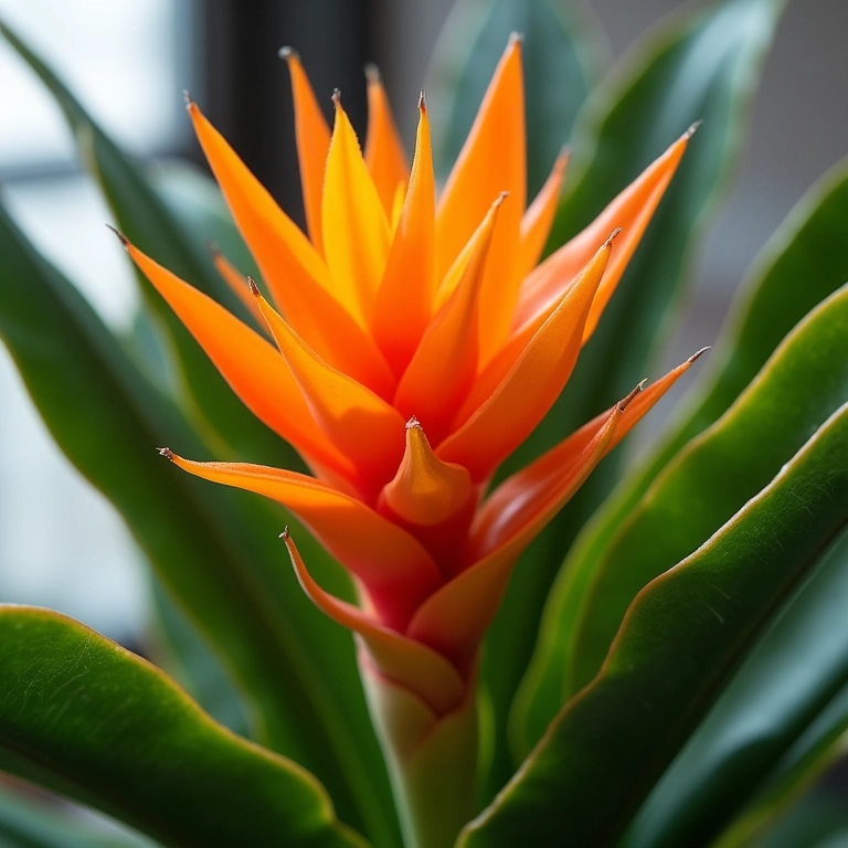 Bromélia vibrante com cores realçadas digitalmente.