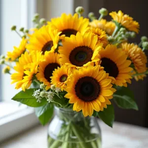 Buquê de flores coloridas simbolizando a amizade em uma casa brasileira.