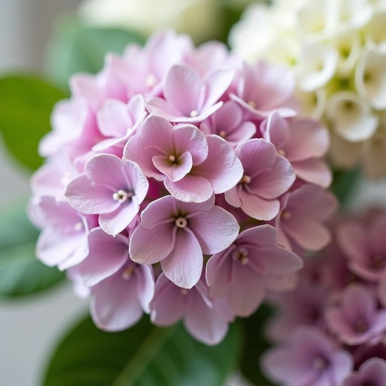 Buquê de hortênsias para memorial, simbolizando gratidão e devoção.