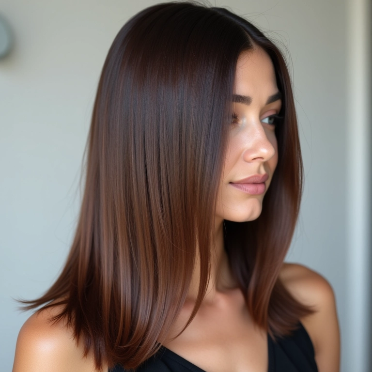 Cabelo liso com corte long bob impecável.