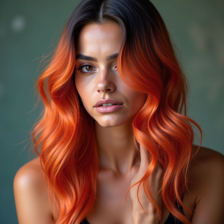 Cabelos coloridos com proteção térmica.