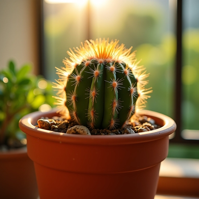 Cacto vibrante em vaso de barro, representando o signo de Áries.