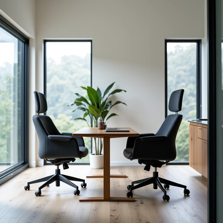 Cadeiras ergonômicas da Cavaletti em escritório de imobiliária.