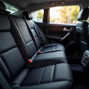 Cadeirinha ISOFIX instalada em um carro moderno, com foco nos pontos de fixação seguros.