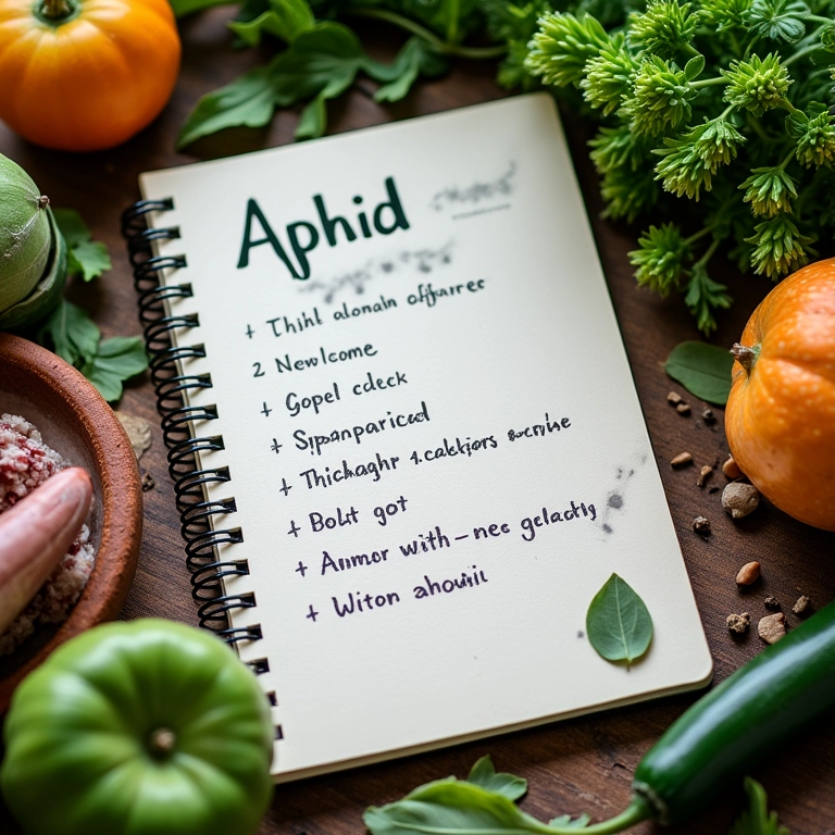 Caderno com receita caseira para eliminar pulgões.