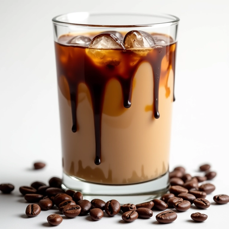 Café cremoso gelado com chocolate.