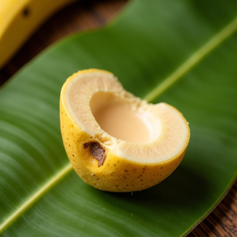 Cajuzinho vegano com leite de coco em folha de bananeira.