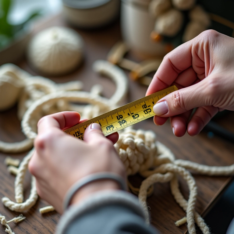 Calculando o tamanho dos fios para um projeto de macramê.