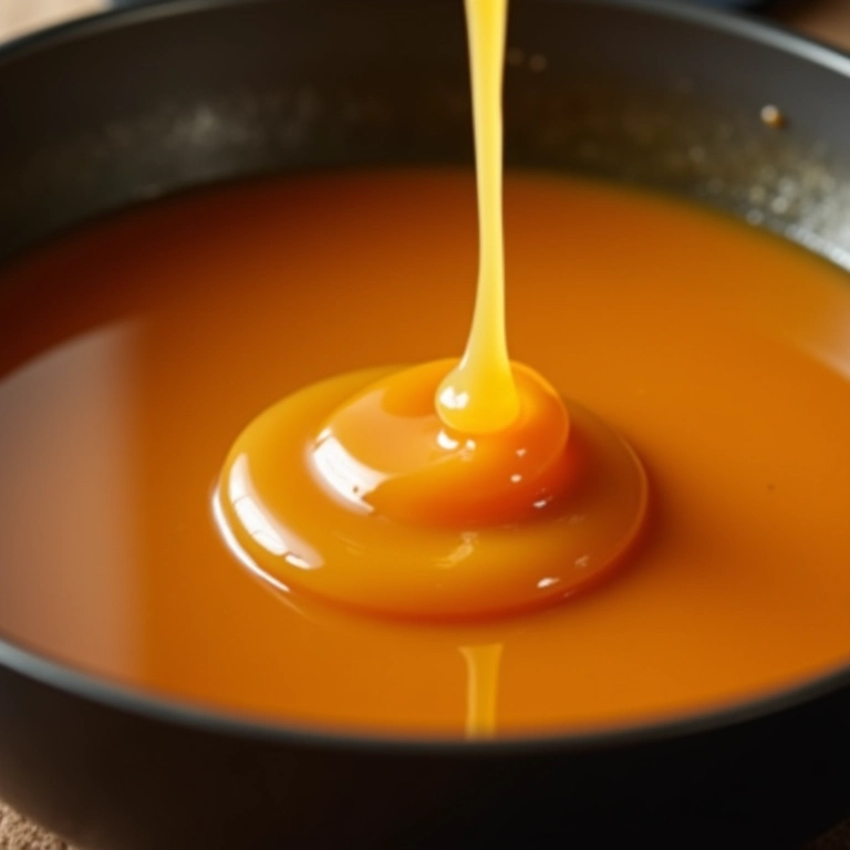 Calda de caramelo sendo feita em panela.