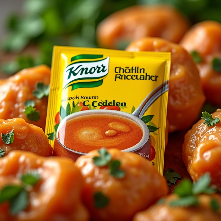 Caldo de galinha Knorr, realçando o sabor do recheio da coxinha.