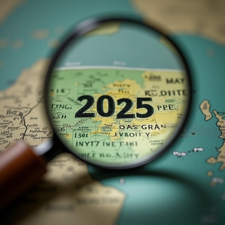 Calendário 2025 com lupa, representando a espera pelo aumento do limite MEI.