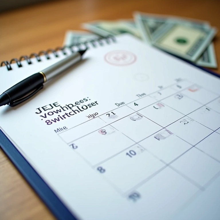 Calendário com a data de vencimento do DAS MEI marcada, uma caneta e boletos.