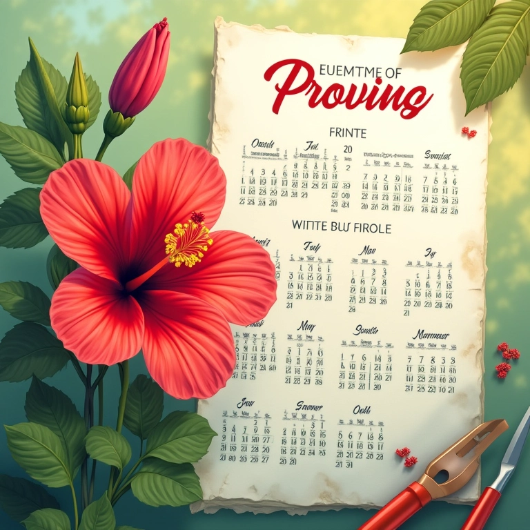 Calendário indicando melhor época para podar hibisco.