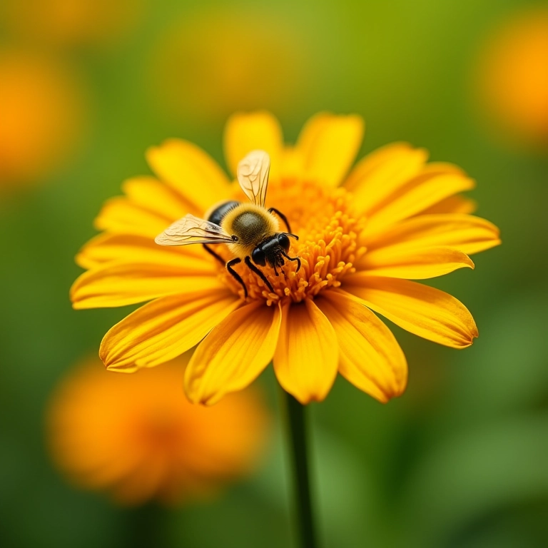 Calêndulas atraindo insetos benéficos para repolhos.