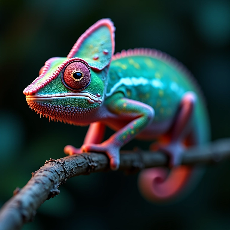 Camaleão adaptando a intensidade da cor à luz.