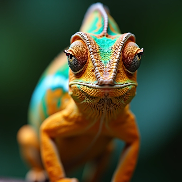 Camaleão expressando seu humor através das cores.