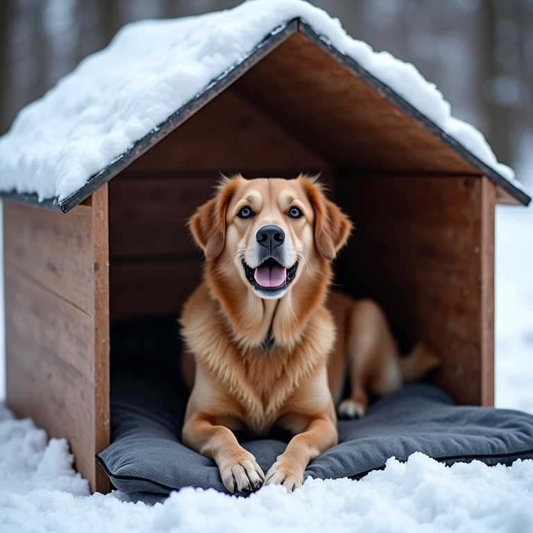 Canil protegido do frio com isolamento e aquecimento.