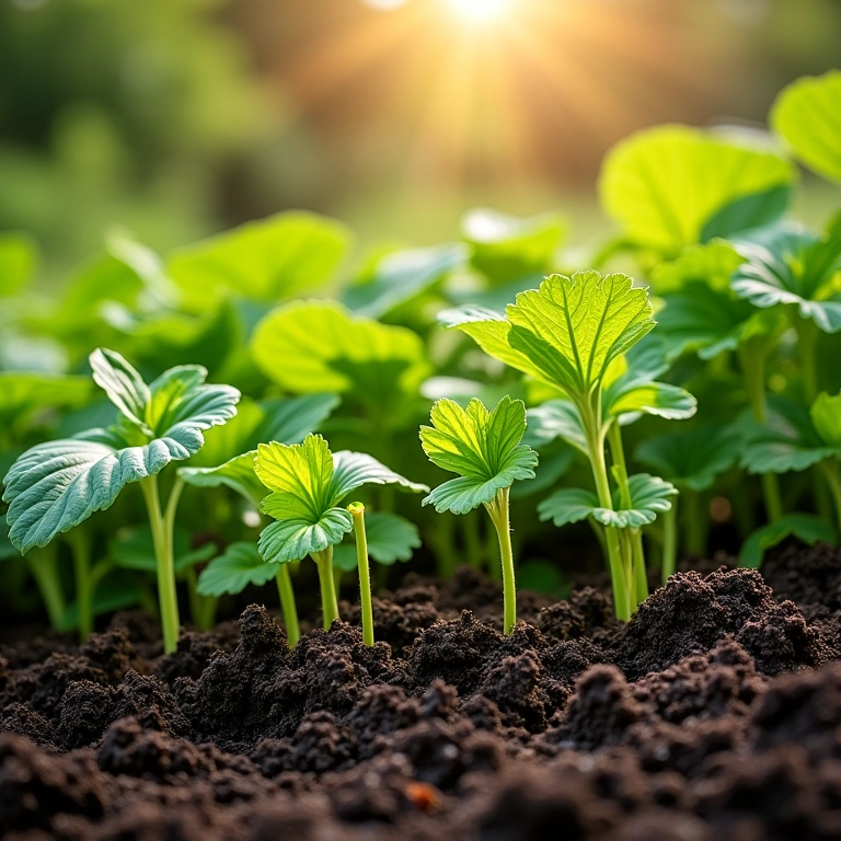 Canteiro de jardim saudável com perlita no solo.
