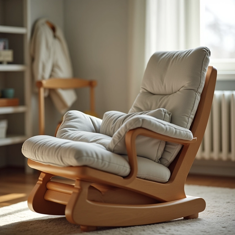 Cantinho especial para amamentação em quarto de bebê neutro.