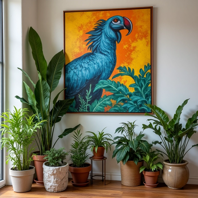 Canto alemão com decoração personalizada com arte e plantas brasileiras.