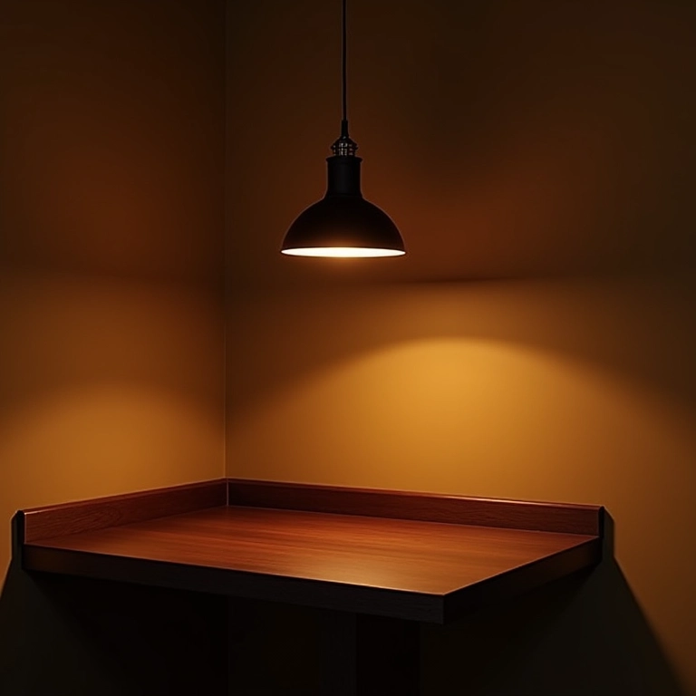 Canto alemão com iluminação adequada e pendentes sobre a mesa.