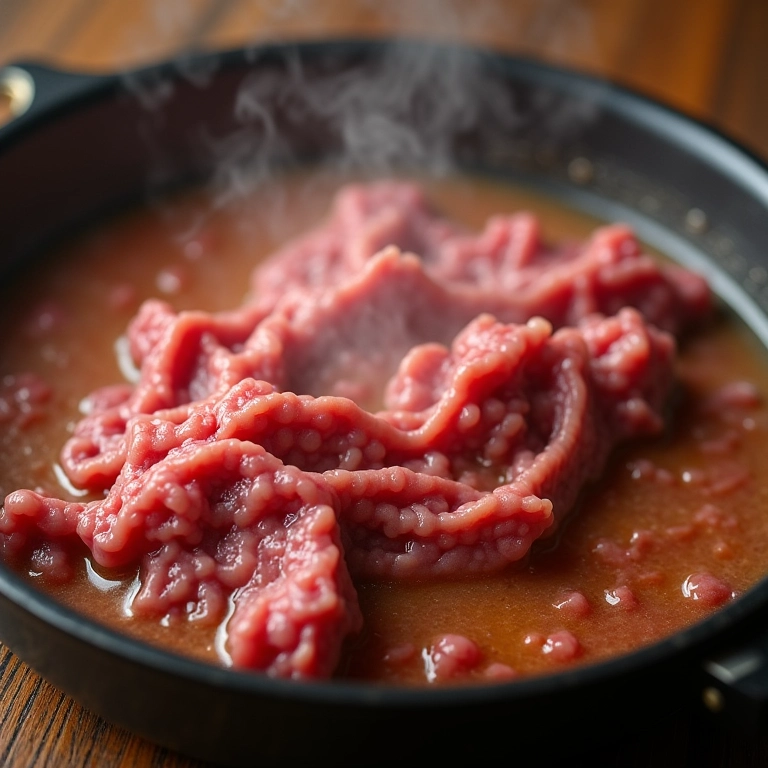 Carne moída úmida na panela.