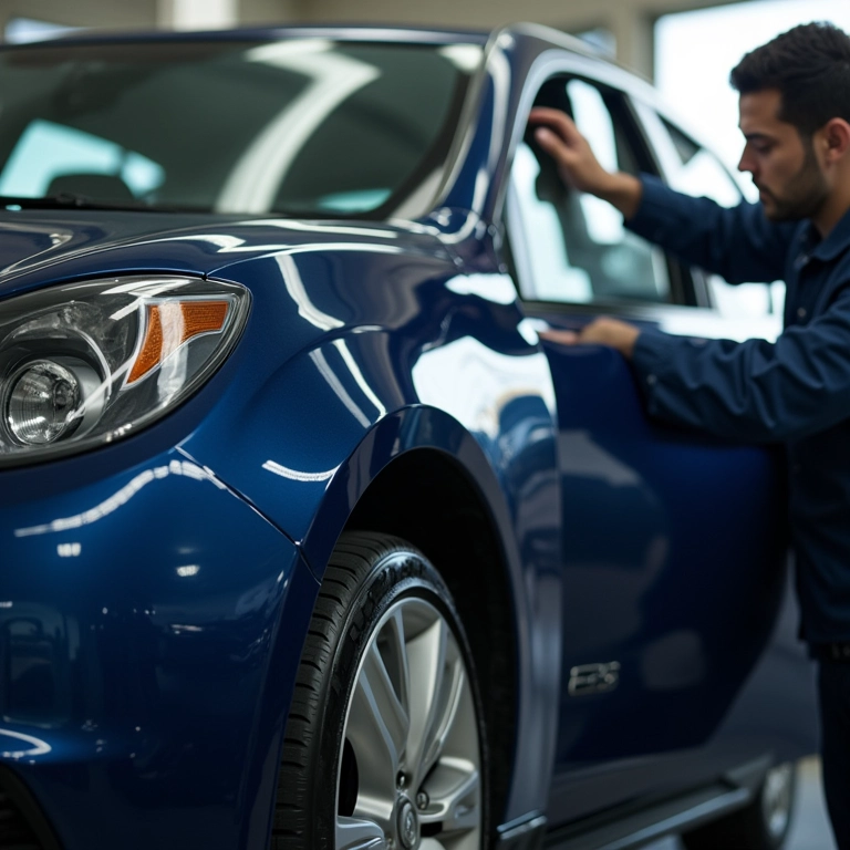 Carro bem conservado em revisão preventiva.
