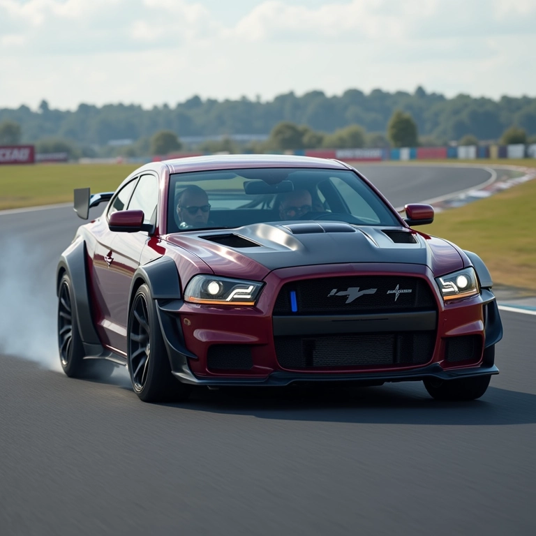 Carro de alta performance com suspensão coilover em pista de corrida.