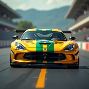 Carro de corrida alinhado para largada em competição no Brasil.