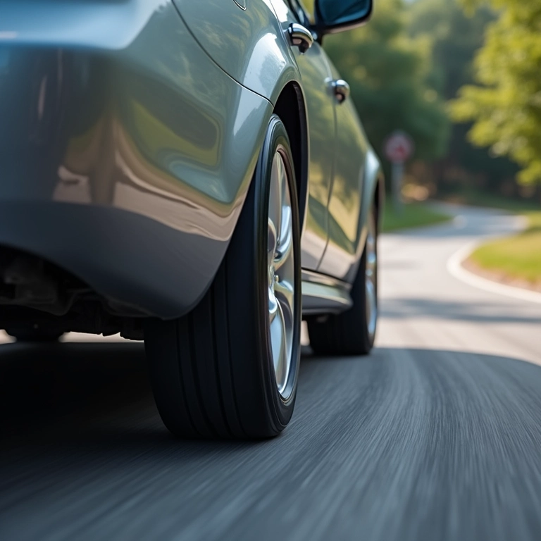 Carro fazendo curva acentuada com pneus alinhados, mostrando agilidade.