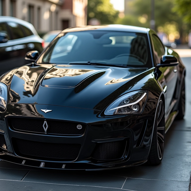 Carro preto com brilho duradouro, mantendo a aparência impecável semanas após a aplicação da cera.