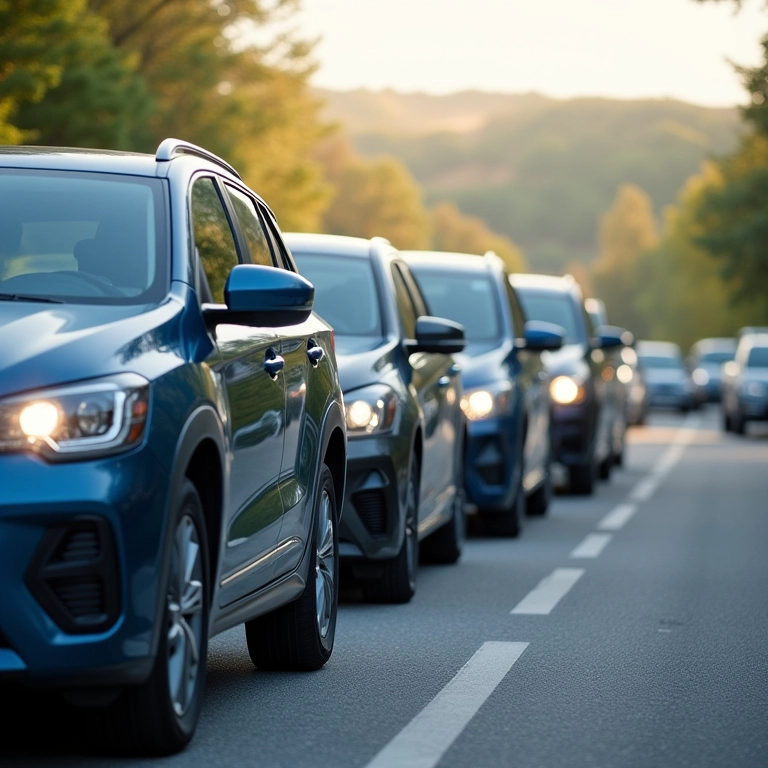 Carros passando na inspeção, ar limpo e ambiente saudável.