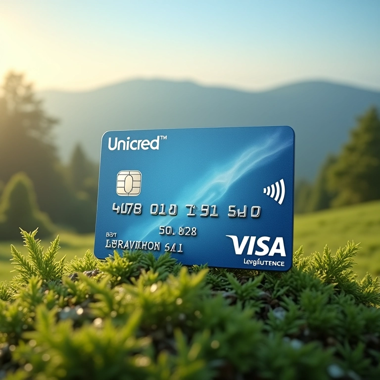 Cartão Unicred Visa Infinite com paisagem natural, simbolizando liberdade financeira e oportunidades.