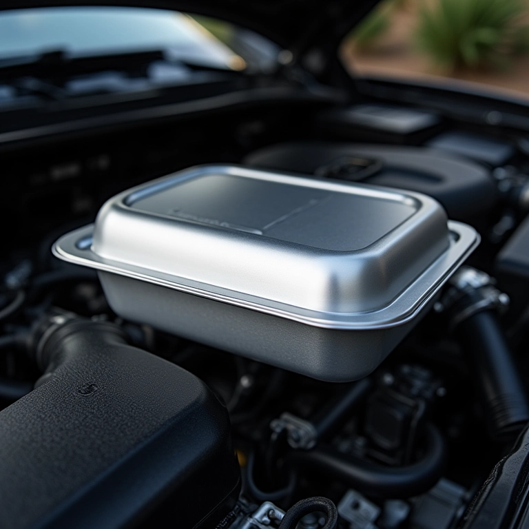 Cárter de alumínio leve em um motor moderno.