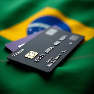 Melhores cartões de milhas 2025: Ranking atual Cartões de crédito premium com a bandeira do Brasil ao fundo, simbolizando os melhores cartões de milhas de 2025.