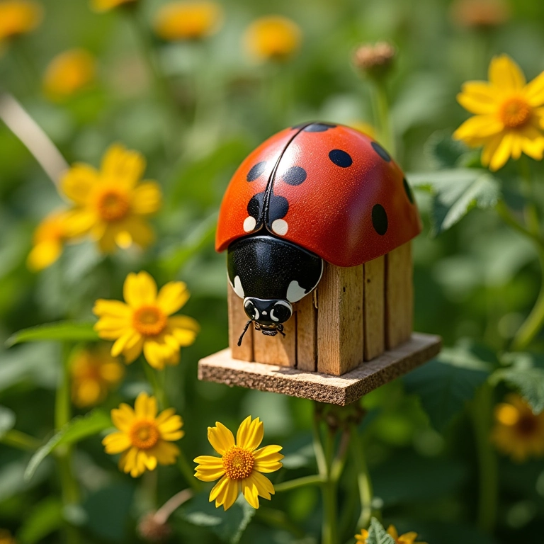 Casinha de joaninha posicionada em local estratégico.