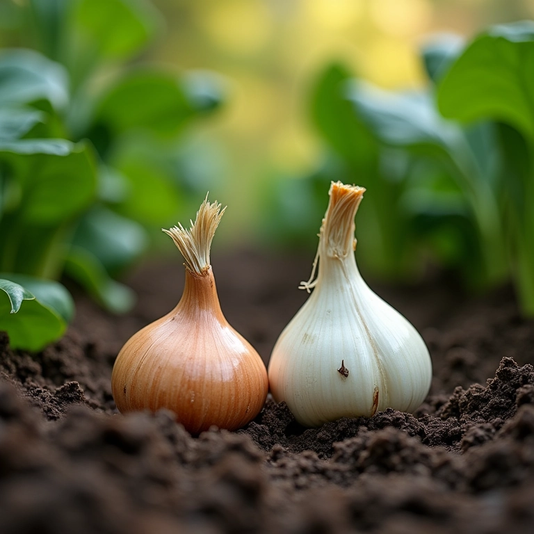 Cebola e alho protegendo repolhos de pragas.