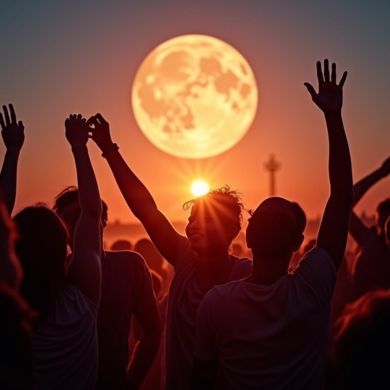 Celebração do solstício de verão sob o sol da meia-noite