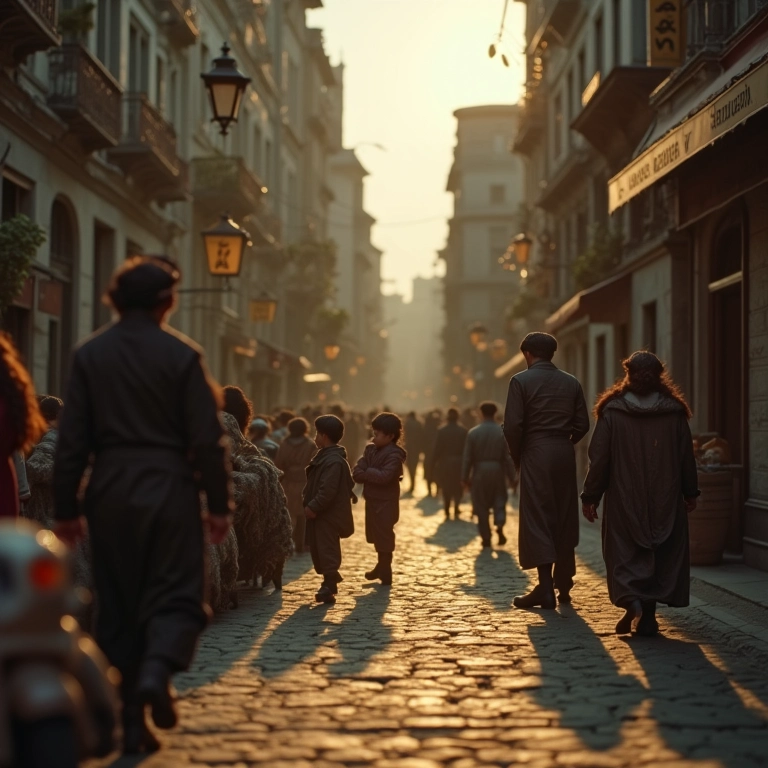 Cena de um filme dos Irmãos Lumière mostrando o cotidiano.
