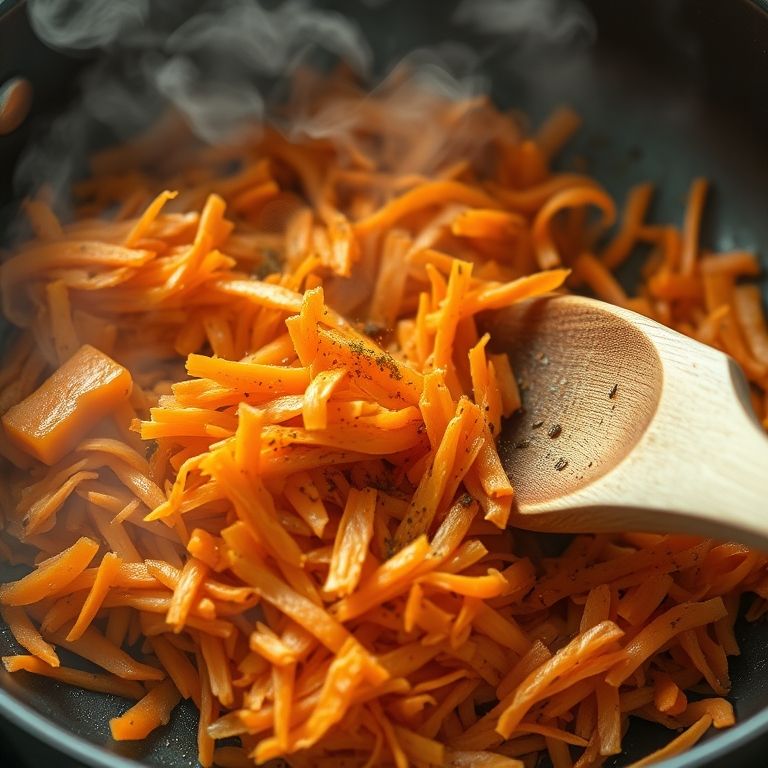 Cenoura ralada refogada com especiarias.