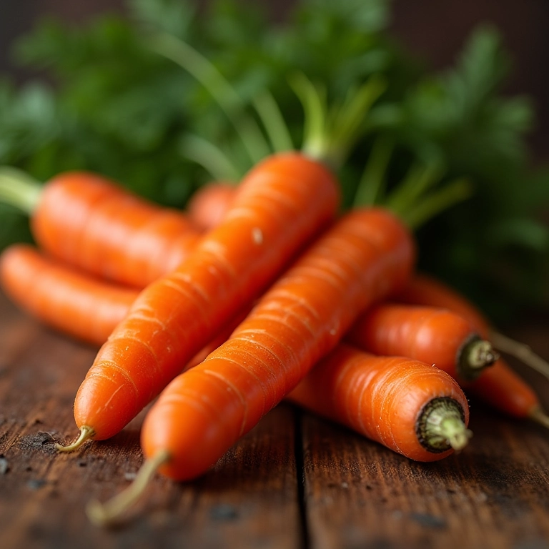 Cenouras frescas em uma cozinha rústica brasileira, destacando sua beleza e versatilidade.