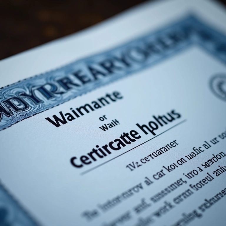 Certificado de garantia para reparos automotivos.