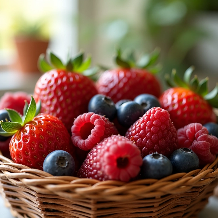 Cesta com frutas frescas para geleia caseira.