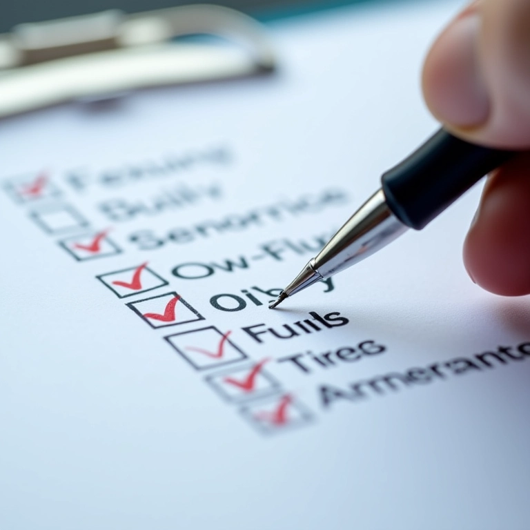 Checklist detalhado para a primeira revisão do carro novo, garantindo que nada seja esquecido.