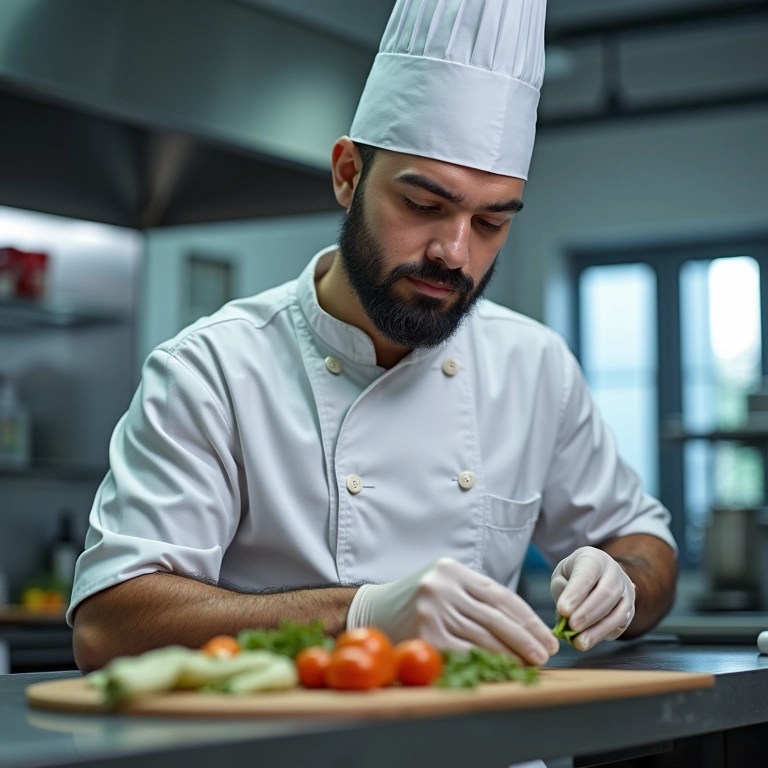 Chef seguindo as Boas Práticas de Fabricação em cozinha moderna.