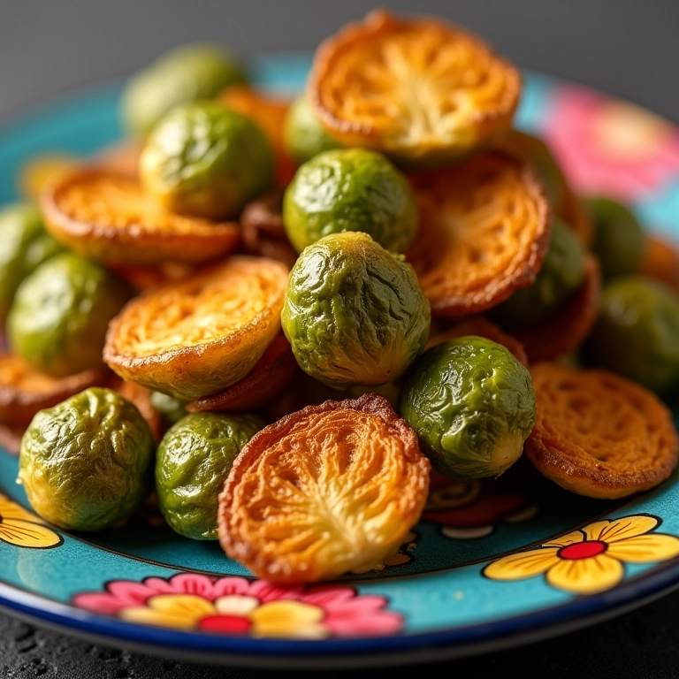 Chips de couve de Bruxelas assadas com páprica defumada, crocantes.