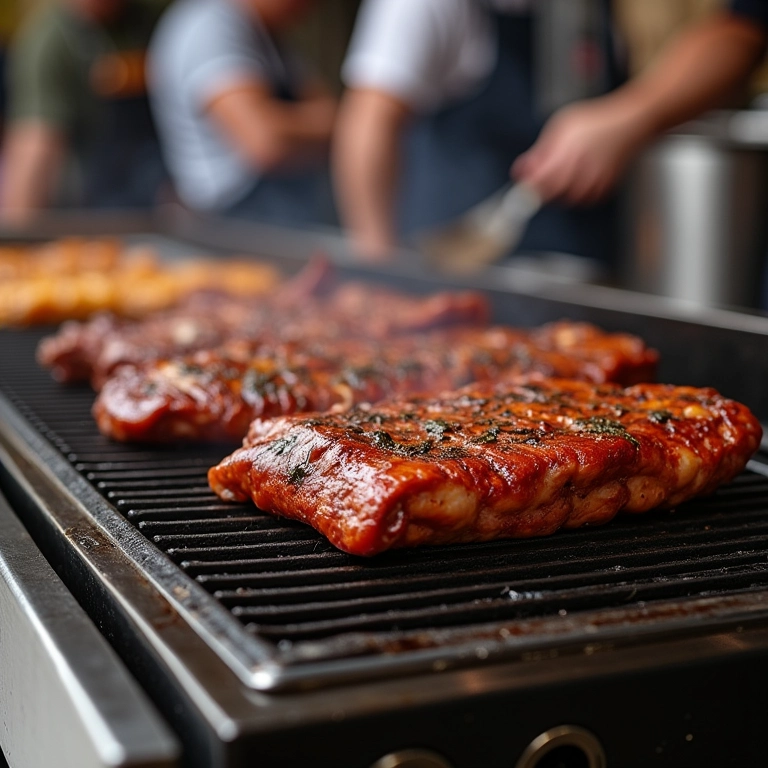 Churrasqueira de aço inoxidável de alta qualidade em ação.