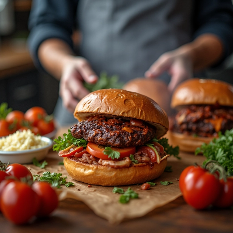 Churrasqueiro preparando comida para entrega em domicílio.
