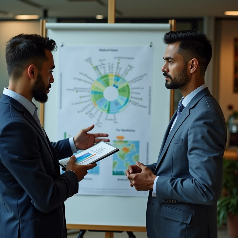 Cientista de dados brasileiro explicando estatística inferencial a colega.